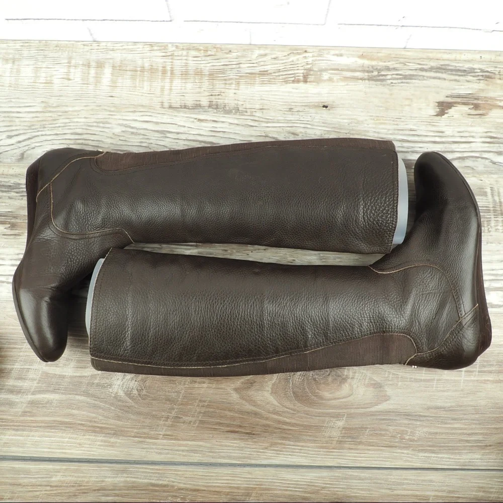 Antonio Melani sz 7.5 brown tall wedge heel boots